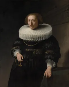 Drucke von 'STUDIE EINES JUNGEN FRAUENS, von Rembrandt, 1632, niederländische Malerei, Öl auf Leinwand. Sie wird als Corvina van Hofdyck identifiziert, die zweite Frau von Cornelis van Beresteyn Rembrandt Drucke: STUDIE EINES JUNGEN FRAUENS, von Rembrandt