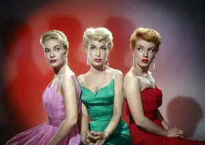 Retro Television Actresses Drucke: HOW TO MARRY A MILLIONAIRE, from left: Lori Nelson, Barbara Eden, Merry Anders, 1957-59