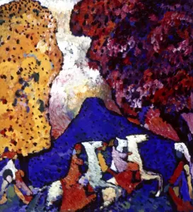 Drucke von WASSILY KANDINSKY: BERG, 1908.Grüner Berg. Ölfeder auf Leinwand K Drucke: Wasserschloss im Kaukasus (Berg), 1908