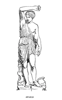 Greek Mythological Female Figures Drucke: AMAZON. Engraving, c1900, after an ancient statue