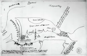 Drucke von Chesapeak-Bay, 1776. Karte von Thomas Jefferson aus Milford-Haven am Chesapake-Bay und Umgebung mit dem Lager auf der Insel Gwynn's und feindlichen Festungen im Juni oder Juli 1776 J Drucke: Karte von Thomas Jefferson aus Milford Haven auf dem Chesapeake-Bay und Umgebung gezeichnet