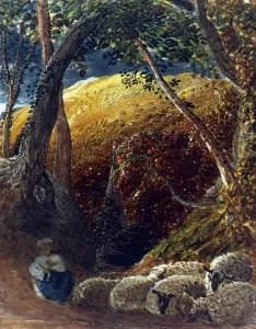 Drucke von PALMER: Äpfelbaum.Die Zauberliche Apfelbaumkunst. Leinwand, 19.Jh., von Samuel Palmer Samuel Palmer Drucke: PALMER: Äpfelbaum. Die Zauberäpfelbüchse. Leinwand, 19.Jahrhundert von Samuel Palmer