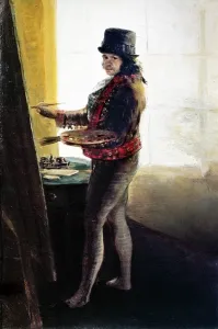 Drucke von Goya : Selbstporträt . Goya im Atelier. Selbstportrait mit Öl auf Leinwand von Francisco José de Goyaa und Luciente , ca. 1790 - 95 Francisco Goya Drucke: Goya: Selbstporträt. Goya im Atelier