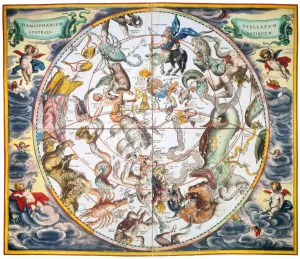 HIMMELSPHÄRE, 1660. Himmelskarte des südlichen Hemisphäres aus dem Atlas Coelestis seu Harmonia Macrocosmica von Andreas Cellarius veröffentlicht, 1660, in Amsterdam.