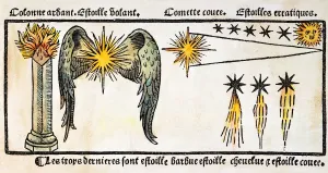 Astronomie Drucke: Komet, 1496. Verschiedene Formen von Kometen