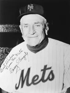 Karl Dillon Stengel. Amerikanischer Baseballspieler und -Trainer. 1963 fotografiert als Manager der New Yorker Mets