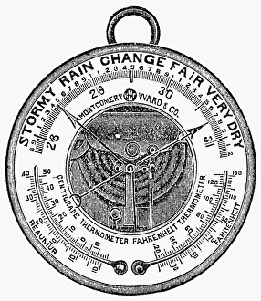 Line Engraving Art History Drucke: BAROMETER, 1900. Aneroid barometer