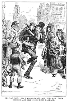 Charles Dickens Biography Images Drucke: BOB CRATCHIT & TINY TIM. Wood engraving from a 19th century American edition of Charles Dickens A Christmas Carol