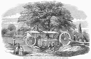Royal Botanic Gardens London Drucke: BOTANY: TREE REMOVAL. Removal of a tree by Barrons machine