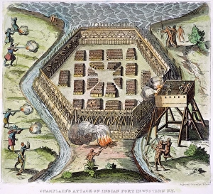 Exploration Of North America Drucke: CHAMPLAIN: NATIVE AMERICAN FORT
