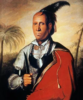 Bildende Kunst Drucke: Der Chefe der Cherokeen Kana'gotsa (Stehender Wildschwein) maltete 1762 von François Parson im London
