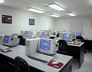 Learning Environment Drucke: COMPUTER LAB, c1990. Computer lab at a school. Photograph by Carol M. Highsmith, c1990