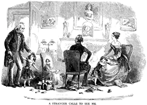 DICKEsCHEN : DAVId KOOPERFELd . Ein Fremder ruft mich an. Holzgravur aus einer amerikanischen Ausgabe des Romans von Charls DICkeNs aus dem 19.Jahrhundert