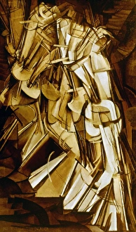 DUCHAMP : NAKT , DESK . 1912 . MARCEL DUCHPANT : NAHK UN ESKALIER NO - ZWEIT OEL ON CANVAS , 1912
