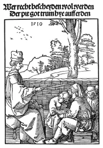 Renaissanceschule, 1510. Der Schullehrer. Holzschnitt von Albrecht Dürer aus dem Jahr 1510