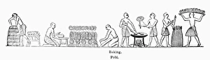 19th Century Line Engraving Drucke: EGYPT: BREAD MAKING. Baking bread in ancient Egypt