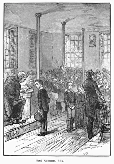 Late 19th Century Education Drucke: ELEMENTARY SCHOOL, c1890. The schoolboy. Wood engraving, American, c1890
