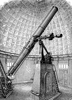 Late 19th Century Engraving Art Drucke: EQUATORIAL TELESCOPE. At Washington, D. C. Line engraving, late 19th century