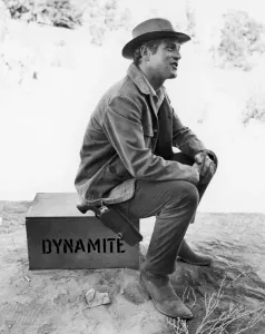 Paul Newman (1925-2008). Amerikanischer Schauspieler. Als Butch Cassidy im Film Butch Cassidy und der Geisel von Sundance Kind, 1969