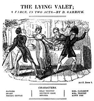 David Garrick Portrait Drucke: GARRICK: THE LYING VALET. A scene from David Garricks farce