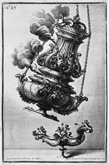 Catholic Church Decorations Drucke: GIARDINI: CENSER, c1714. Design for a censer