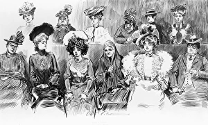 Charles Dana Gibson Art Drucke: GIBSON: JURY, c1902. Studies in expression