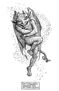 Drucke von ANDERSEN : DIE SCHNEEWITZWENKönig Goblins lachten bis die Seiten schmerzten.Der Zeichner war von Henry J. Ford für das Märchen der Hans Christian Andersen Halloween-Plakate: Andersen: Die Schneekönigin. Der Hobgoblin lachte bis zu seinen Seiten wehtaten