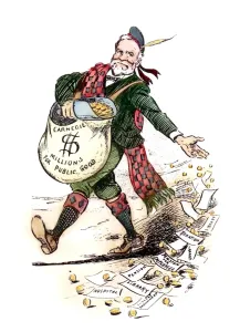 Drucke von Andrew Carnegie (1835-1919). Amerikaner (*Schottland geboren*) Industrieller und Humanitarier. Der Philanthropen Carnegie verbreitete sein Vermögen wie ein Samenwerfer Industrielle Drucke: Andrew Carnegie (1835-1919). Amerikaner (schottisch geboren) Industrieller und Humanitarier
