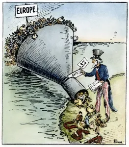 Cartoon: Einwanderung, 1921. Die einzige Möglichkeit zu handhaben es