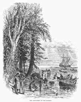 American Indian Encounter Drucke: HUDSON RIVER, 1609