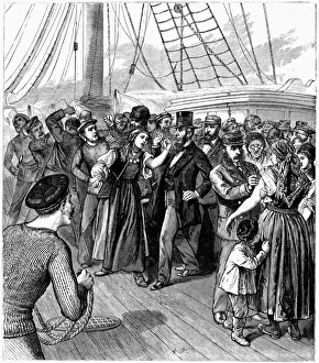 New York Harbor Images Drucke: IMMIGRANTS: VACCINATION. Health officers vaccinating Russian and Polish immigrants on board the steamship Victoria