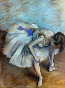 Drucke von Degas - Tänzerin. Edgar Degas : Situierter Tänzer. Pergament auf Papier, 1881-83 Edgar Degas Drucke: Degas : Tänzerin , 1881 - 83 . Edgard Degas : Sitziende Tänzerin