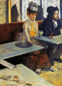 Drucke von Edgar Degas : Absinth , 1873 Impressionistische Gemälde Drucke: Edgard Degas : Im Café oder Der Alkoholiker im Salon. Öl auf Leinwand, 1872