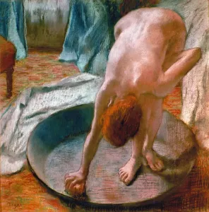 Drucke von Edgar Degas : Die Tub, 1886.Graffiti auf Papier Edgar Degas Drucke: Edgar Degas: Die Schüssel, 1886. Ölbuntamiasche auf Papier