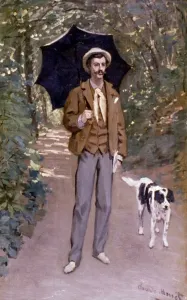 Drucke von Claude Monet, Mann mit Parasol.Oil auf Leinwand. 1867 Claude Monet Drucke: KLAUDE MONET : MANN MIT PARASOL . Klaude Monet : Mann mit Parasol. Öl auf Leinwand, 1867
