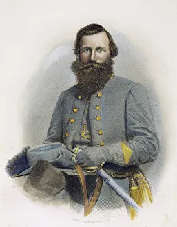 19th Century Engraving Drucke: JAMES E. B. JEB STUART (1833-1864). American army officer: steel engraving, 19th century
