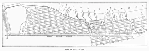 Vintage Engraving Artwork Drucke: MAP: PULLMAN, c1885. Map of the planned community of Pullman