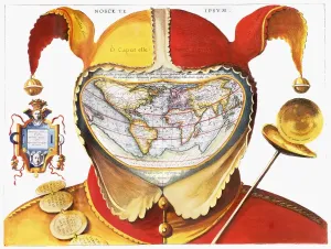 Das Ende Der Welt Drucke: Fool's Kap der Weltkarte 1590 von einem unbekannten Künstler