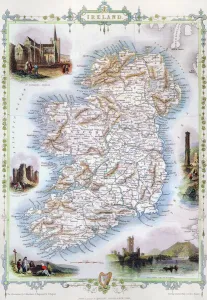 Republik Irland Drucke: Karte: Irland, 1851. Eine gestochene Karte von Irland aus dem Jahr 1851