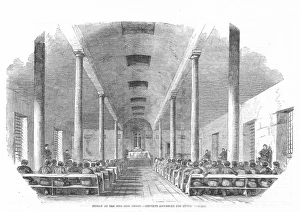Mass an Sing-Sing-Gefängnis in Ossining, New York. Holzschnitt aus dem Jahr 1853