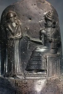 Code Of Hammurabi Drucke: CODE OF HAMMURABI. Detail of top of black basalt stele, c1792-1750. B. C
