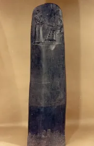 Mesopotamien Drucke: Hammurabis Code Schwarzes Basaltstein aus der Spätzeit von Larsa um 1792 - 1750 v. Chr