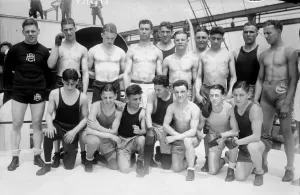 OLYMPIKEN: KAMPFSport, 1924. Die amerikanische Olympiateam im Boxen. Fotografie, 1924