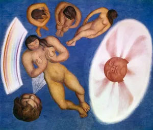 Drucke von RIVIERA: NAKTE. Dekorative Nackenmodelle. Details einer Deckengemälde von Diego Rivera in Chapingo, Mexiko Diego Rivera Drucke: RIVIERA: NAKTE. Zierliche Nackenfiguren