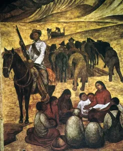 Drucke von RIVIERA: SCHULERRATTLERIN. Die ländliche Schullehrerin von Diego Rivera (1886-1957) im Ministerium für öffentlichen Bildung in Mexiko-Stadt Diego Rivera Drucke: RIVIERA: SCHULERRATTLERIN DER LANDSCHAFT