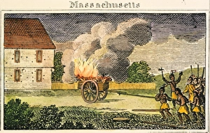 Native American Warfare Drucke: NATIVE AMERICAN ATTACK, 1675