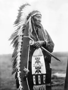 Edward S Curtis Photography Drucke: SIOUX CHIEF, c1905. Stinking Bear