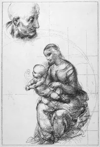 Drucke von Raphael : Madonna . Studie von Raphael , um 1515 für seine Madonna del Passeggio Raphael-Porträts Drucke: RAFAEL: MADONNA. Studie von Rafael um 1515 für seine Madonna del Passeggiato