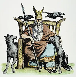 Nordische Mythologie Drucke: Der norwegische Gott Odin (Woden)