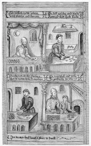 Drucke von Ordinate zu den Backern des Zuges von York in England aus dem späten 16. Jahrhundert Manuskript Vorschriften der Fraternität York Drucke: Ordens der Bäcker in York, England